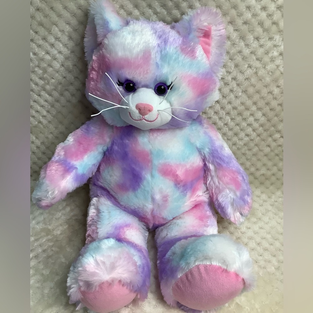 Build A Bear Workshop Plush Multi Pastel Coloured Kitty Cat Stuffed Animal Toy
